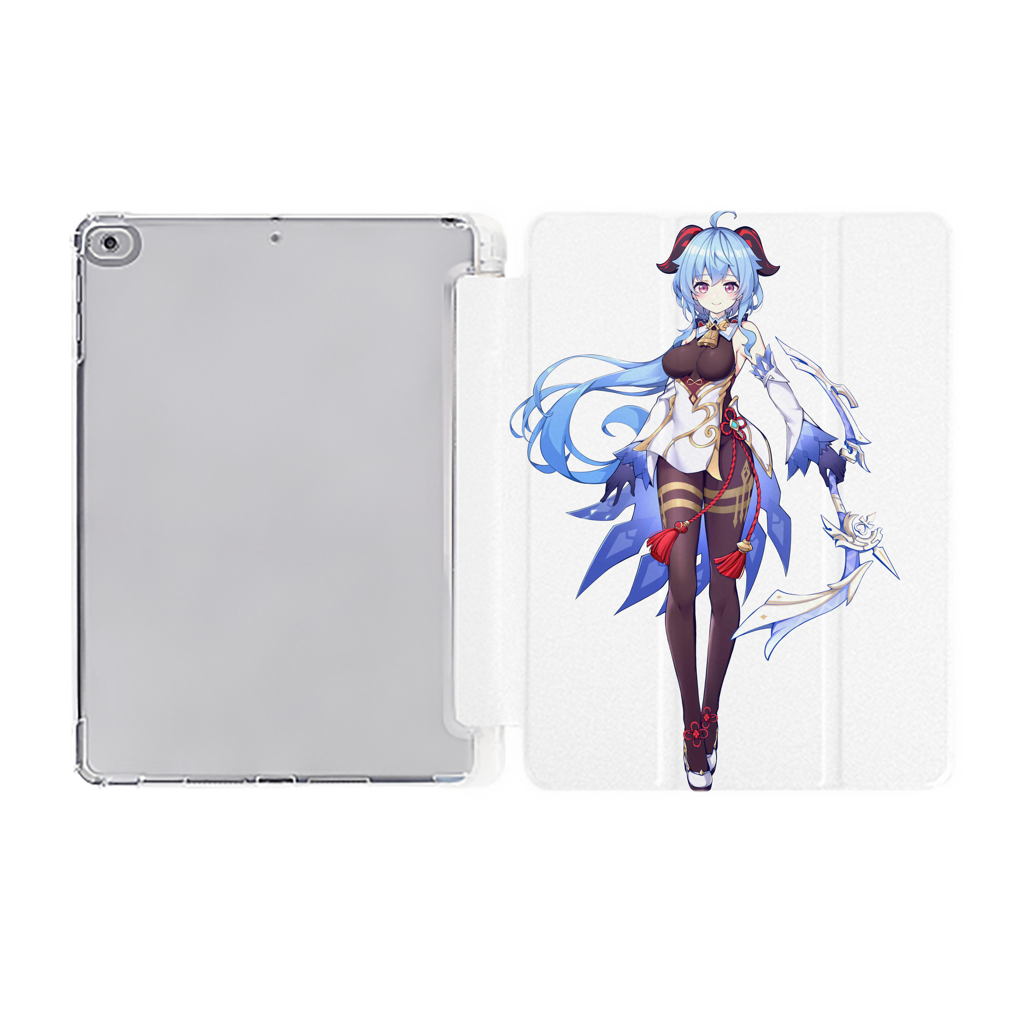 げんし神 甘雨 かんう genshin Ganyu IPad ケース ペン収納付き 三つ折りスタンド PUレザー×シリコン 対応機種9.5/10.5/10.9インチ